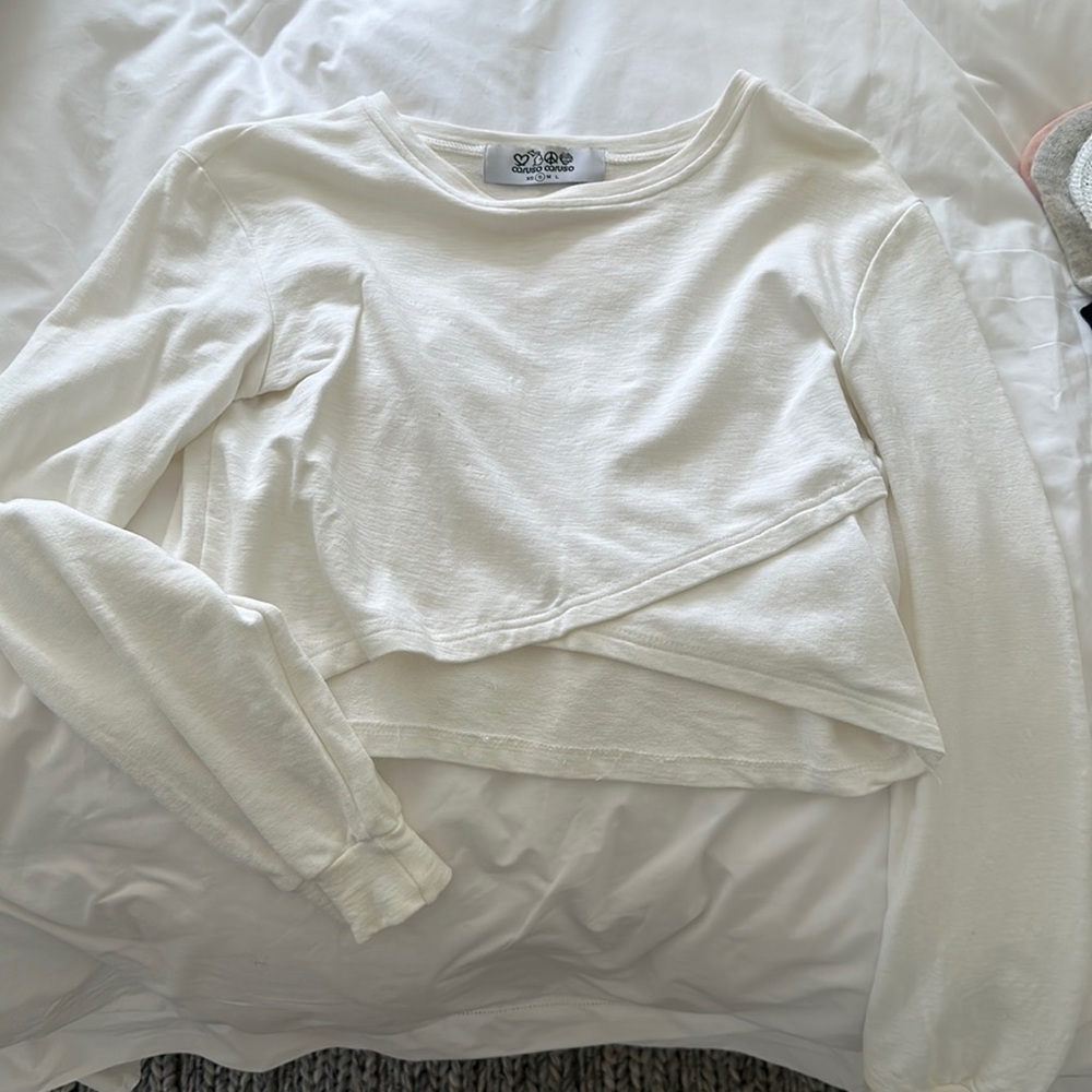 Cream crossover crewneck